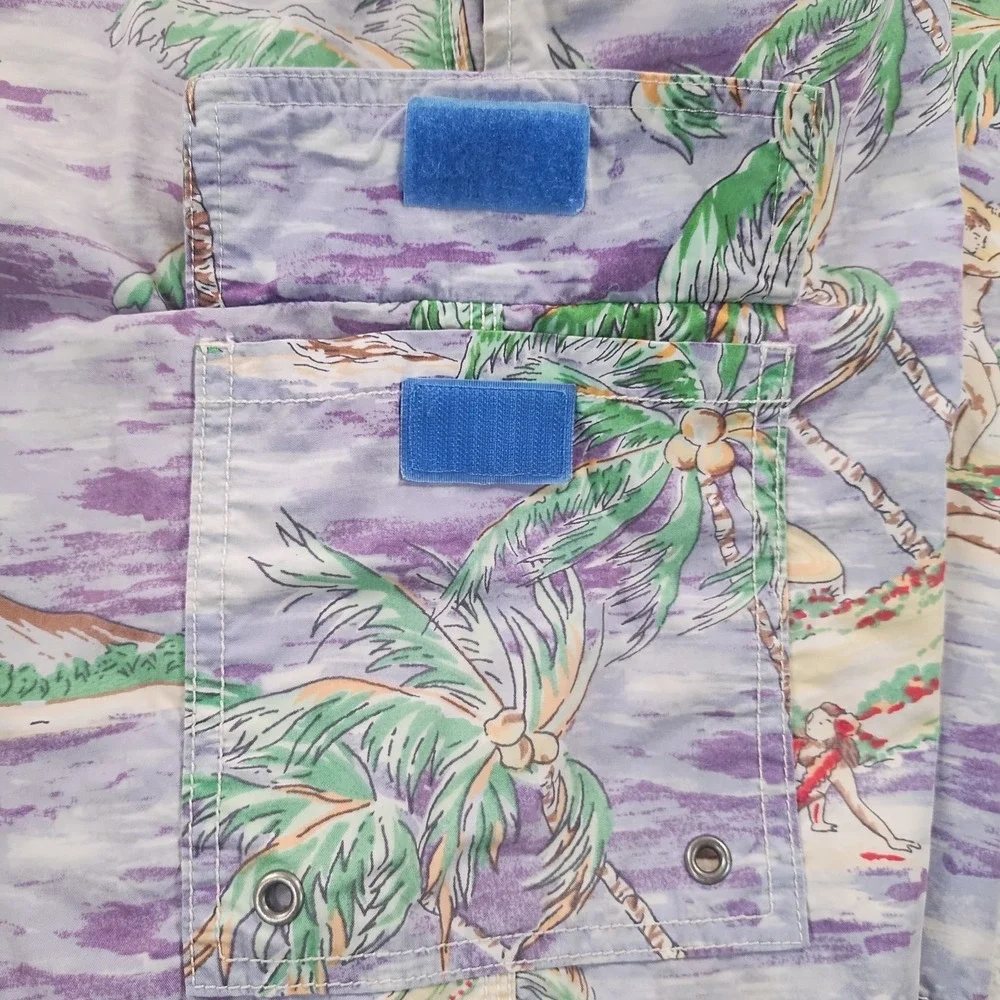 VTG POLO Ralph Lauren Swim Trunks Men's XL Cotton Blend Hawaiian Surf Beach EUC